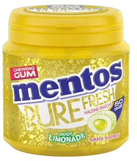 Mentos Pure Fresh Limonade – Chewing-Gums Sans Sucres 50 Dragées | Cœur liquide qui libère une explosion de saveurs dès les premières secondes.