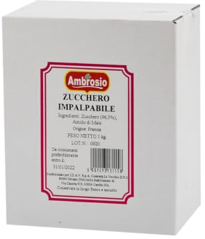 Ambrosio Zucchero a Velo Impalpabile - Zucchero Finissimo per Ghiaccia e Dolci - Busta 1 Kg