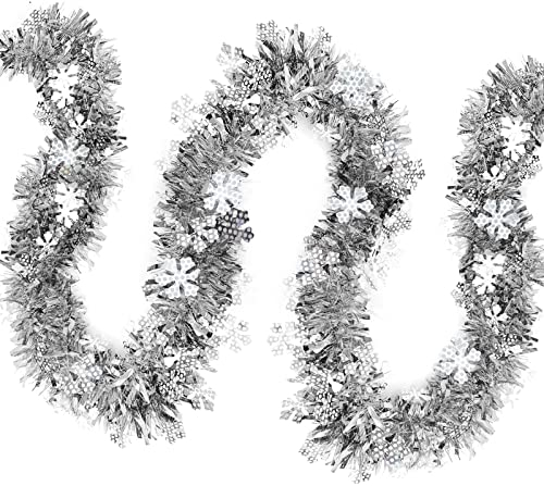 JSRHEEM Lot de 3 guirlandes de Noël, 2 m, Guirlande métallique, pailletée, décoration Suspendue pour Sapin de Noël, Mariage, fête (Argent)