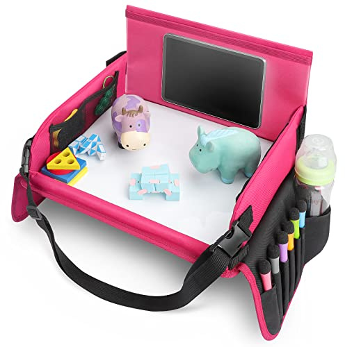 INFIVITA Knietablett Reisetisch-Tablett für Kinder Play with Löschbar Zeichenbrett & 6 Colored Pencils für Spiel und Esstisch Spieltisch Autositz Tisch für Buggys,Kinderwagen,Auto,Flugzeug,Bahn