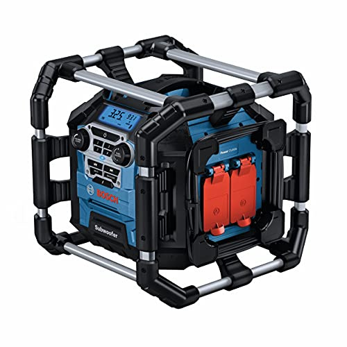BOSCH GPB18V-5CN-RT 18V Lithium-Ion Bluetooth 5.0 Corded/Cordless Jobsite Radio with Power Station and (2) AA Batteries (Tool Only) (Renewed)