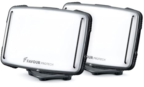 Favour Projecteur Chantier LED Rechargeable - 2 pièces - 1600lm - IP67 Résistant à l'Eau & Poussière - Lampe de Chantier Rechargeable, Portable, Batterie par USB - Aimant Puissant, Antichoc