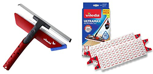 Vileda - Raclette Vitre Active 2 en 1 & Recharge Ultramax Power 2en1 - 30 cm x 26 cm - Squeegee