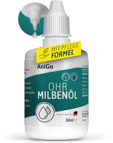 AniGo Öronkvalster 50 ml omedelbart effektivt medel för katter – mot öronkvalster med kamomill för hund och katt, skonsam vård vid klåda i örat, örondroppar kvalster, öronrengöring
