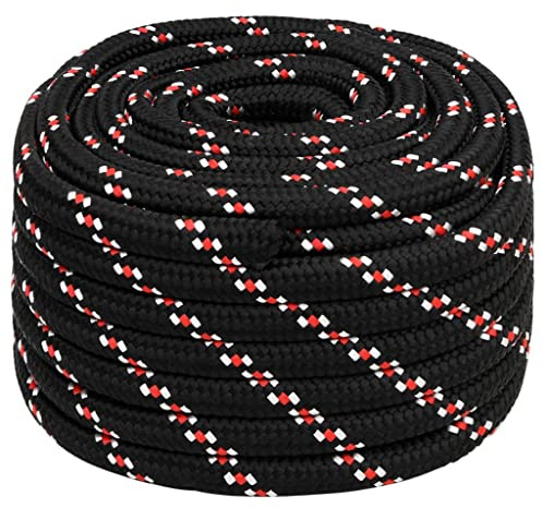 vidaXL Bootsseil Ankerleine Festmacher Tauwerk PP Leine Seil Tau Polypropylenseil Geflochten Flechtleine Schwarz 20mm 100m Polypropylen