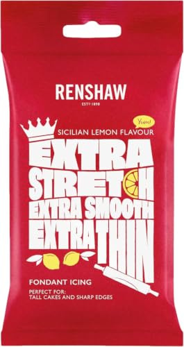 Renshaw Zuckerpasta, Sizilianischer Zitronengeschmack, Extra Dehnbar, Glatt & Dün - Weiß, 1 kg (Packung mit 1 Stück)