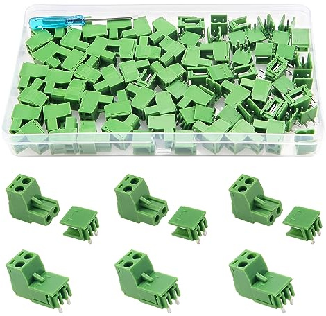 YIXISI 40 Paare PCB Mount Screw Klemmenblock Pluggable, 5.08mm 2 Pin PCB Terminal Block Stecker, Schraubklemmenblock Verbinder, für Leiterplatte (Rechtwinklig)