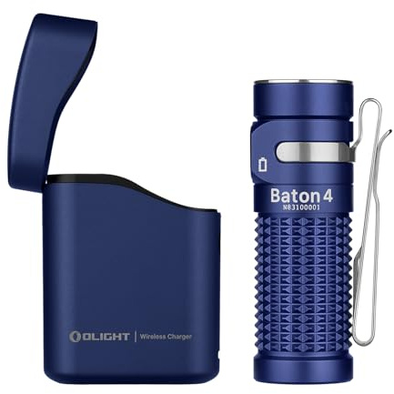 OLIGHT Baton 4 kit Mini LED Taschenlampe Wiederaufladbare mit Ladecase | Handlampe bis zu 190 Tage Laufzeit, 1300Lm 170m Leuchtweite superhell klein Flashlight für Alltag, IPX8
