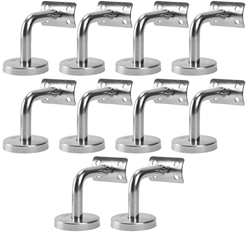 Ansobea 10 Stück Edelstahl Handlaufträger Ø50 Handlaufhalter Edelstahl handlaufstütze Geländer Wand Handlauf Befestigung handlauf halterung für Wandbefestigungen/Stützung (Silber), 19847SAF