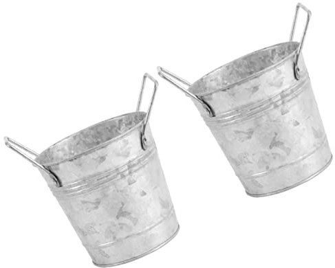 ABOOFAN Vintage-blumentopf-Set Aus Eisen 2-teilig Verzinkte Pflanze Rustikaler Blumeneimer Für Die Gartendekoration Im Innenbereich