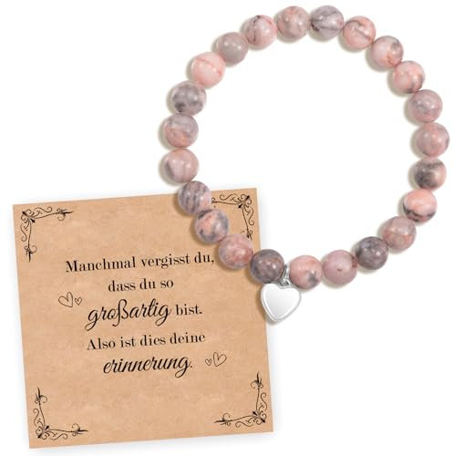 CheersLife Geschenke für Frauen Armband Natursteine Frau Idee Original Geschenk Geschenke Weihnachten Frau Geburtstagsgeschenk Armband Geschenk für Tochter Mutter Schwester Freundin (Rosa)