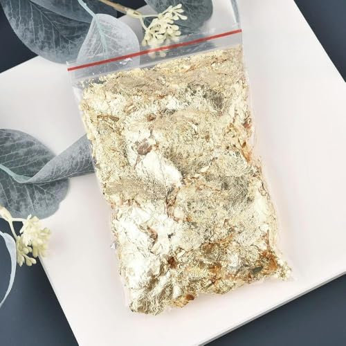 QIUMING 1/2/3/5/10g Nachahmung Gold Splitter Kupfer Folie Pailletten Glitter Handwerk Blatt Flake Blatt Glänzende Folie Papier Vergoldung DIY Nail Art Dekor