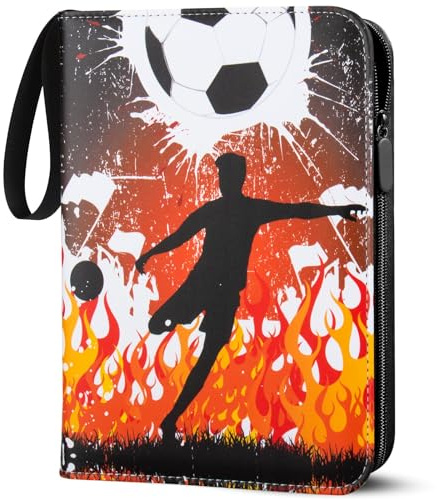 Sammelalbum für Fußball Karten, 50 Seiten 400 Karten Kapazität FussballSammelalbum, PU Tragbar Wasserdicht Karten Halter Heft Ordner Buch kompatibel Fußballkarten Geschenk für Kinder