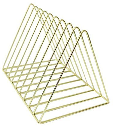 Zeitschriftenhalter, Aktenständer, Briefablage, Aktenhalter, Büro-Organizer, Zeitschriftenhalter, 9 Fächer, Dreieck, Buchhalter (Gold)