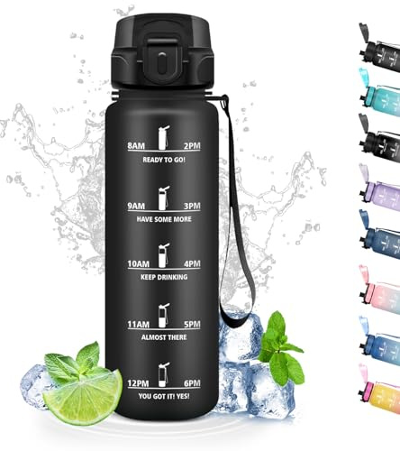 Botella Agua, Botella Agua Niños con Filtro, Botella Agua 500ml, Fácil de Limpiar, Botella Reutilizable con Marca de Tiempo, Cantimplora Infantil a Prueba de Fugas, Botella de Agua para Agua, Café