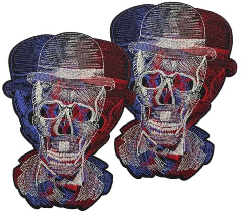 NUOBESTY 2stücke Dekorative Skull Patches Für Kleidung Gestickte Aufnäher Für Taschen Kleidung Und Kreative Reparaturen Accessoires Für Mode Und Handwerk