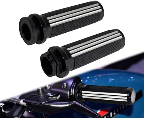 2,5 cm elektronische Lenkergriffe, 25 mm, Gasgriffe, kompatibel mit Harley Touring Dyna Softail Sportster XL 883 1200, Schwarz und Chrom
