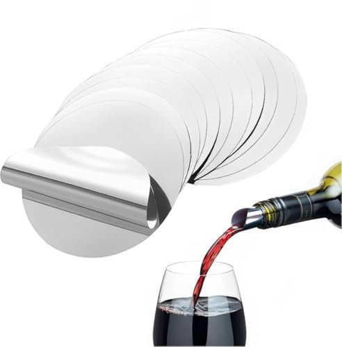 SGERUFZ 20 Piezas Vertedor Vino Antigoteo, Drip-Free, Reusable Drip-Free Pourer, For Elegant Pouring, Discos Vertedor Botellas De Vino, Accesorios Vino, escanciador, Bar (Silver)