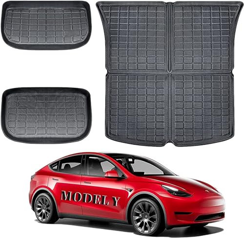 LXBSXY Maßgeschneidert Gummimatte Kofferraumwanne für Tesla Model Y 2017-2024,Anti Rutsch Matte Auto,Schutzmatte schwarz,Kofferraummatte Zubehör