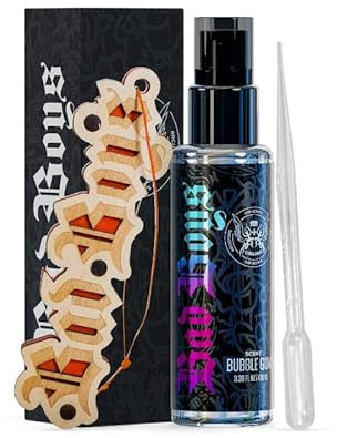 RR Customs Bad Boys Car Scent Auto Innenraumduft Auto Perfume - Autoduft Spray inkl. Holz Spiegel Anhänger - Bubble Gum Duft 100ml