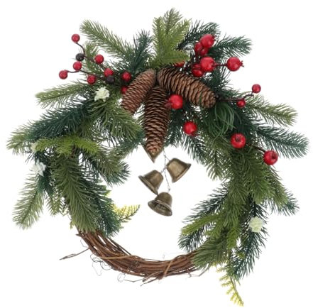 ABOOFAN 1 STK. Weihnachtskranz Gold Weihnachten Beute Dekorationen Ornamente Kränze Girlande Stand Baum Tür Kiefer Glocke Schleife Weihnachtsdeko Aluminiumlegierung Green