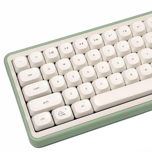 MOA Profile Keycap, Cute White Cat Keycaps,124 Keys Pbt Dye-Sublimation Keycap Set with Keycaps Puller for Mechanical Keyboard 60% 75% 100% (white cat)