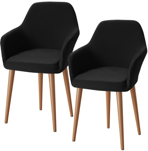 Alishomtll Stretch Stuhlhussen 2er Set Sesselbezug mit Armlehnen Schwarz