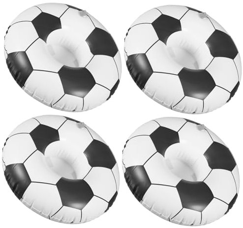 KONTONTY 4piezas Portavasos Inflable De PVC para Playa Piscina Posavasos Flotante Posavasos Inflable para Bebidas Unidades Diseño De Fútbol