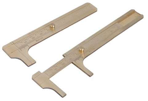 Pack Of 2 Small Brass Calipers Easy Carry Measuring Tool Hand Brass Vernier Calipers With Clear Scale For Rings & Jewelry