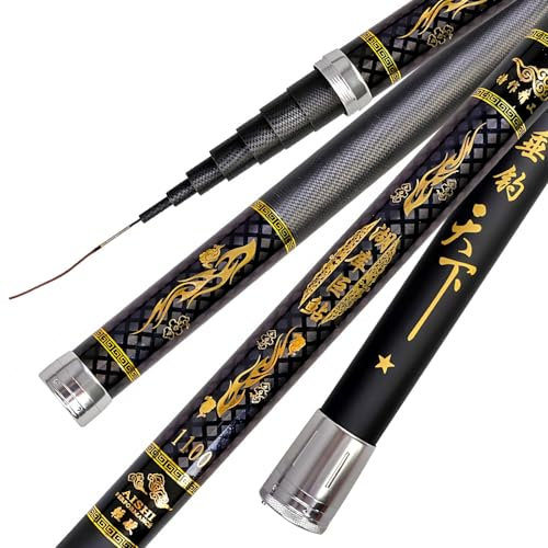 ZFF Teleskop Carbon Angelrute Ultra Hard Super Light Karpfenrute 8-16m Fishing Stipprute Geeignet FüR FlüSse Und Seen(14m)