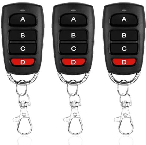 3 Pcs Fernbedienung Garagentor 433.92MHz Klonen Universal, Garagentoröffner Fernbedienung mit Schlüsselanhänger, für Schalter Licht, Garagentor, Rollladenschalter