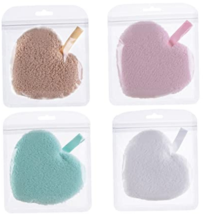 BESTYASH Make up Entfernungsschwamm 4 Stück Herzförmig Wiederverwendbar Gesichtsreinigungsschwamm Für Damen Zuhause Und Reisen