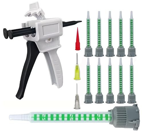 Dispenser Gun Kit for 50ml AB Epoxy Tubes | 1:2 Ratio Mixing Gun with Nozzles for Glue, Impression, and Resin