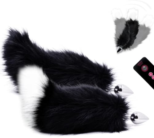 Jomyu Fuchsschwanz Analplug Fernbedienung Kann das Heck schütteln Edelstahl Anal Butt Plug Spielzeug mit Faux Fox Tail Konische Spitze Fuchsschwanz ButtPlug Anus Masturbator Sexspielzeug für Männer(B)