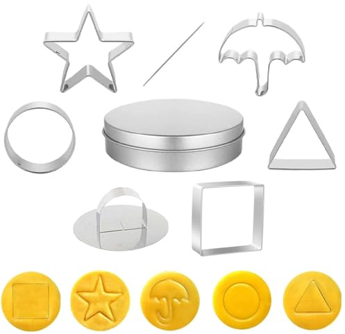 GXGM Cortadores de galletas para galletas coreanas Dalgona, cortadores de galletas para galletas de azúcar, acero inoxidable, cortadores de galletas, herramientas, paraguas, triángulo, estrella