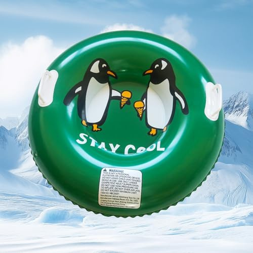 Tubo de Nieve Inflable para Trineo 90 cm/35 Pulgadas. Trineo Resistente para niños con 2 Asas. Trineo de Invierno para deslizarse, Esquiar y Patinar en Invierno. Juegos al Aire Libre (Pingüino)