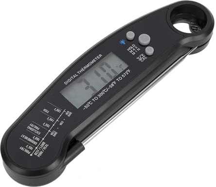 Generic Thermomètre Viande Professionnel Précision Large Écran Rétroéclairé Étanche IP67 Rechargeable Cuisine Barbecue Cuisson (Noir)