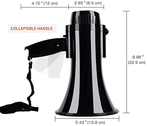 POENVFPO Tragbares Megafon-Bullhorn, 30-W-Lautsprecher mit 240-Sekunden-Aufnahme und Flaschenöffner, Ideal für Lehrer und Cheerleader (Black)