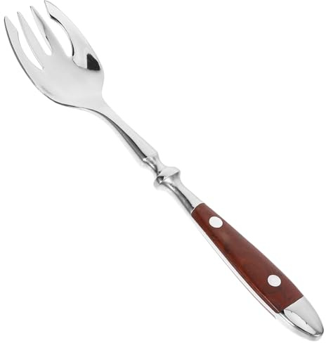 Veemoon Tenedor de Ensalada Acero Inoxidable 430 Mango de Madera, Tenedor para Fruta y Yogur, Utensilio Multifunción para Cocina y Comedor, Adecuado para Uso Doméstico y Eventos