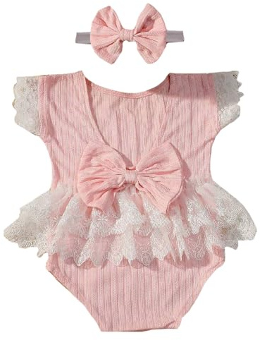 Baby Photography Costume Clothing Bowknot Headband and Romper Outfit Newborns Photography Props Girl Photo Clothes Adjustable Baby Headband
