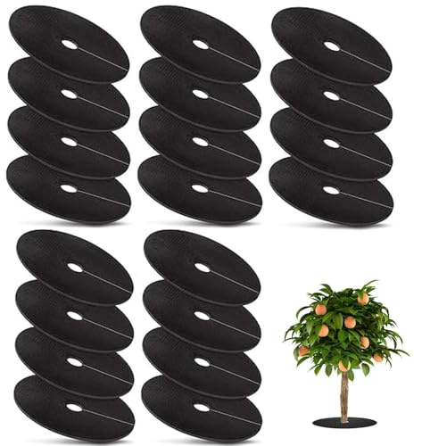 MEISO 20 Pezzi Dischi Pacciamatura per Alberi, Anelli Pacciamatura per Alberi Non Tessuto, Tappetino Pacciamante Anti-Erbacce Rotondo, Tappetino Protezione Albero per Controllo delle Erbacce (32cm)