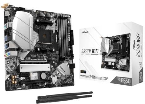 ASRock Scheda madre B550M WiFi Micro-ATX, AMD Ryzen 3000-5000 Series Socket AM4, DDR4 4733+, PCIe 4.0