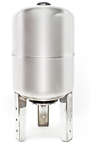 Wiltec Réservoir pression à vessie – 50 Litres – 1230 x 330 x 330 mm – en Acier inoxydable – Version verticale – Surpresseur pour la surpression eau domestique – Réservoir Cuve suppresseur pour pompe