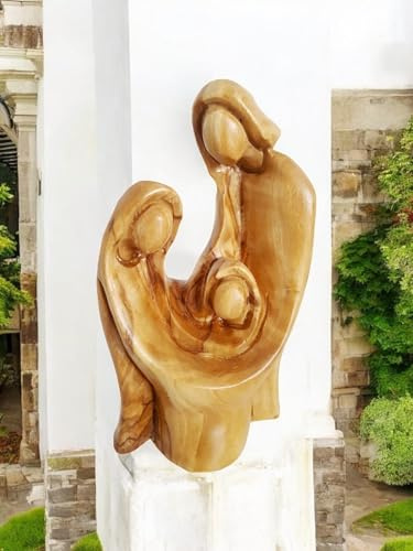 CleanPrince Holzfigur Heilige Familie 15 cm Familie Vater Mutter und Kind Olivenholz handgefertigt in Israel Familienfigur Holzfigur CPH100675
