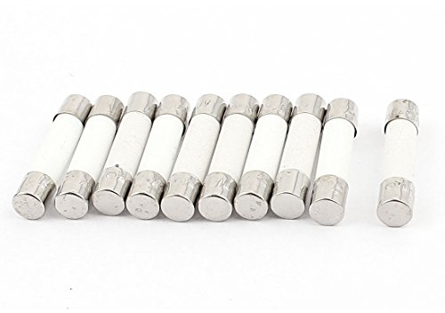 sourcing map Fusible Cilindro Tapa Cerámica Tubo Fusible Eslabones 5 x 25mm 250V 1A 10uds