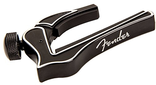 Fender Kapodaster, Robuster und langlebiger Gitarren Kapo für präzises Greifen, Perfekt für E-Gitarren und Akustikgitarren, Hochwertige Verarbeitung für klare Töne, Schwarz