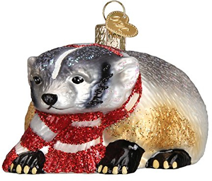 Old World Christmas Badger Glass Blown Ornament for Christmas Tree, Handcrafted Holiday Decoration, Wildlife Animal Collection