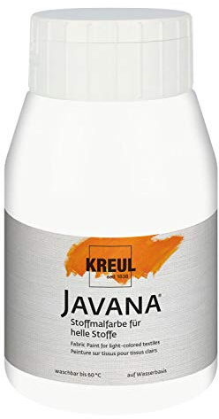 KREUL 90511 - Javana Stoffmalfarbe für helle Stoffe, 500 ml in weiß, geschmeidige Farbe auf Wasserbasis mit cremigem Charakter, dringt fasertief ein, waschecht nach Fixierung