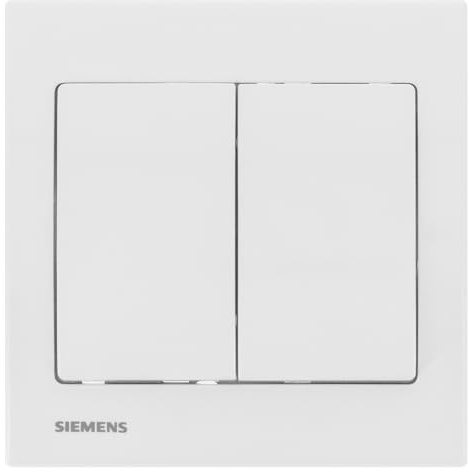 SIEMENS - Double Poussoir Blanc Delta Iris - Plaque Basic Blanc