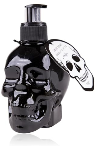 accentra Seifenspender Totenkopf mit Flüssigseife - Schädel/Skull - Totenkopf Deko für das Badezimmer, Schwarz